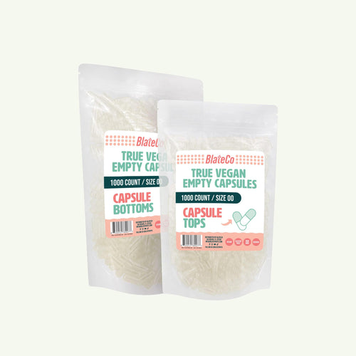 Two packages of Blated True Vegan Empty Capsules on a light green background #quantity_1000